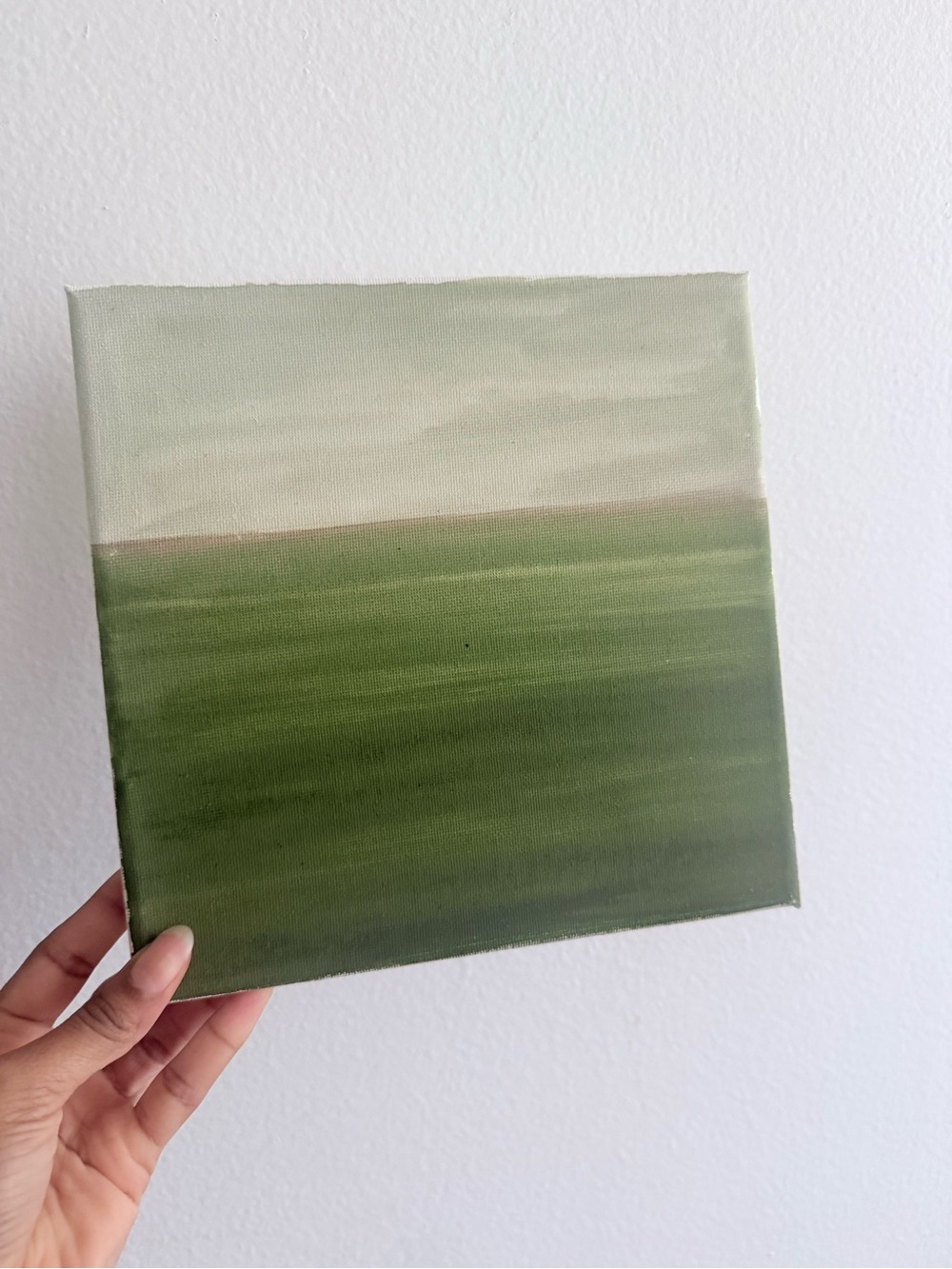 Hand-Painted Green Gradient Canvas Wall Art by